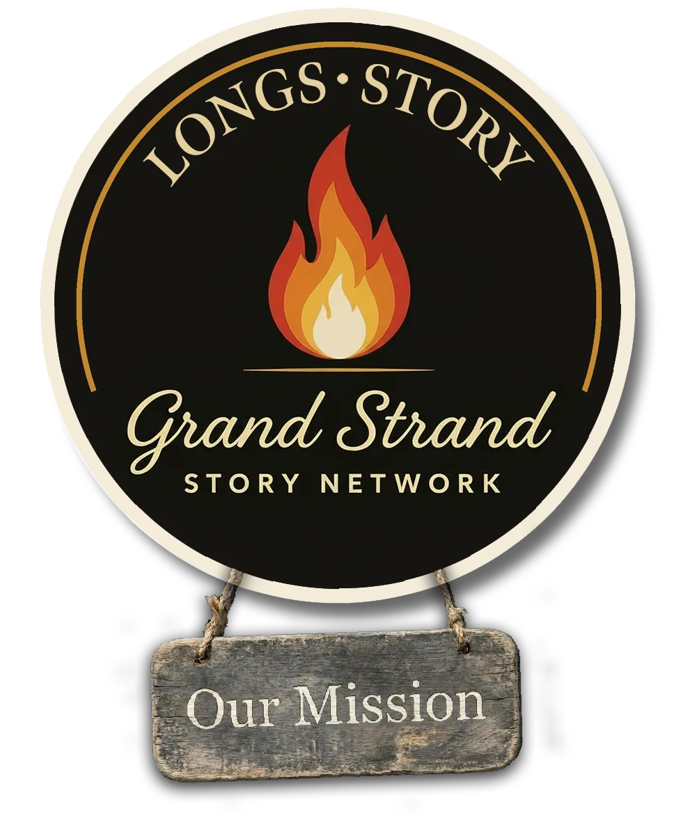 Grand Strand Story Network logo with Our Mission sign